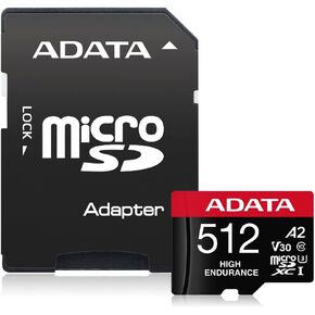 ADATA High Endurance 512GB UHS-I U3 V30 A2 Class 10 Micro SDXC Memory Card (AUSDX512GUI3V30SHA2-RA1)