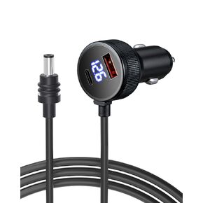 Car Charger Cable for Starlink Mini 10FT/3M with Display - 60W DC + 33W Dual USB-C/USB-A Power Adapter for Trucks, RVs & Boats, 12-24V Aluminum 18AWG Cord with Real-Time Voltage Monitoring