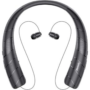 Neckband Bluetooth Headphones Speaker 2-in-1，Wireless Wearable Speaker at lightest 99g weight with Retractable Earbuds, Portable Speakers and Headsets w/Bulit in Mic for Home, Office and Outdoors