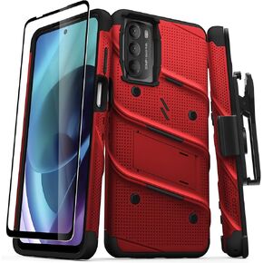 ZIZO Bolt Bundle for Moto g Stylus 2022 Case with Screen Protector Kickstand Holster Lanyard - Red
