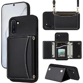 Wallet Case for Samsung Galaxy Note 10 5G with Crossbody Strap Premium PU Leather Card Holder Shockproof Heavy Duty Full Body Cell Phone Cover for Note10 Notes 10s Ten Not S10 Women Men Purple