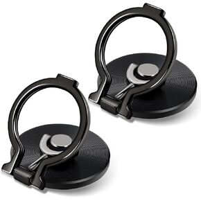 aceyoon Cell Phone Ring Holder Stand, Flexible 360° Rotation Phone Grip Stand Polished Metal Finger Ring Kickstand for iPhone 16 Pro Max 15 14 13 12, Galaxy S25 S24, 4''-8'' Smartphones (Black)