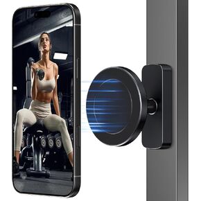 CreaDream Gym Magnetic Phone Holder for Magsafe, Gym Essentials Dual Magnets Phone Mount with 360° Rotation Adjustable, Portable Workout Accessories for Men and Women