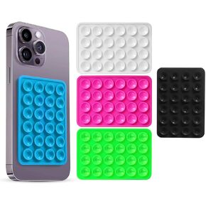 5 Pack Silicone Suction Cup Phone Case Mount Double Sided, Multiple Colors Silicon Sticky Phone Grip with Higher Suction for Cell Phone, Hands-Free Phone Accessories Holder for Selfies and Videos