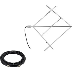 CP100 350W FM Transmitter Antenna Outdoor with 50ft RG-8U Coaxial Cable - Double-Crossed FM Antenna for 87-108mhz FM Broadcast Transmitter, UHF-Male to N-Male Connector