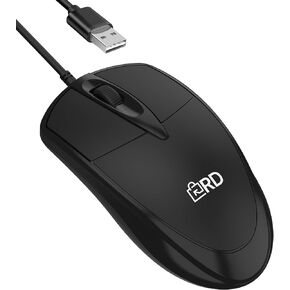3-Button USB Wired Mouse | High-Precision Optical Tracking | Durable for Desktop & Laptop | Black
