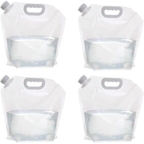 Collapsible Water Container Bag，Clear Plastic Storage Jug for Camping Sport Riding Mountaineer （4-pack）