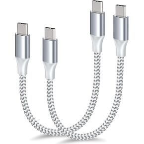 USB C to USB C Cable, (1FT,2-Pack) Braided Short usbc Cable, Type C 60W Fast Charging Cable for iPhone16 15 Pro Max Samsung Galaxy S24 S23 S22 MacBook/Pad, Pixel
