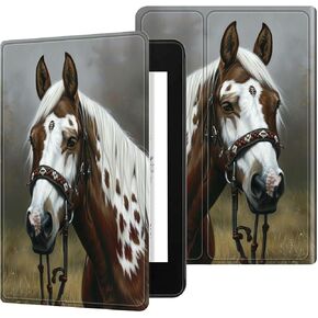 for Kindle Paperwhite 12th Generation 2024 7" Case/Kindle Colorsoft Signature Edition 7" Case, Multi-Angle Viewing Shockproof Smart Protective Case with Auto Wake/Sleep, Horse