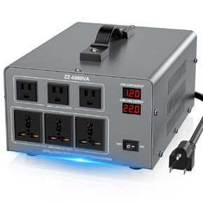 5000W Voltage Auto Converter Transformer, Heavy Duty Step Up/Down Power Converter 110/120/220/240V with 3 US Outlets,3 Universal Outlets,LED Display,w/US Standard Power Cord Circuit Breaker Protection