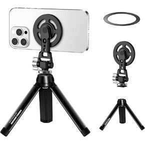 Aluminum Magnetic Stand Mount for iPhone,Cellphone Tripod Mount Smartphone Tripod Stand Adapter for iPhone,Samsung Galaxy All Phones.