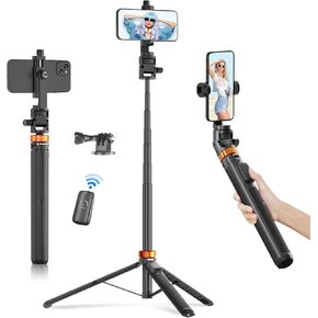 Cell Phone Tripod, 60" Extendable Tripod for Camera & Selfie Stick with Remote and Phone Holder, Compact Travel Tall Tripods for Video Recording/Selfies/Live Stream/Vlogging