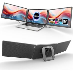 15.6" Laptop Screen Extender, FHD 1080P IPS Triple Laptop Monitor Extender for 13-17" Laptops, Plug & Play with HDMI/USB-A/TYPE-C/Hub, Includes Power Bank, Compatible with Windows, Mac, Android