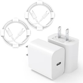 iPhone 16 15 Charger, 2-Pack 20W Type C Charger Fast Charging with 2-Pack 6FT USB-C to C Cable - White for iPhone 16, iPhone 15, iPad, Samsung | Durable Type C Charger for Home, Office, Travel