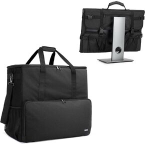 CURMIO Desktop Computer Travel Bag, Desktop Computer Tower and Monitor Carrying Case for PC Chassis, Monitor, Keyboard, Cable and Mouse, Earphone