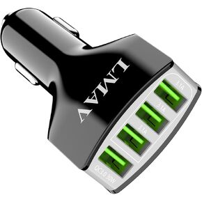 USB Car Charger Adapter, 4-Port QC 3.0 Car Charger Fast Charging for All Smartphone and Other USB Devices.