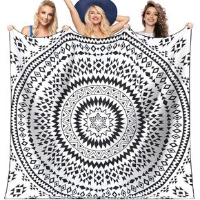 Giant Microfiber Beach Blanket Towel Sandproof Fast Dry Thin Extra Large Xl Compact Shelter Must Haves Alaska Canopy Ship Cruise Essentials Florida Travel Accessories Item Gift Black White Large Boho