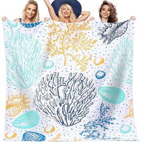 Genovega Giant Microfiber Beach Blanket Towel Sandproof Fast Dry Thin Extra Large XL Compact Shelter Must Haves Alaska Canopy Ship Cruise Essentials Florida Travel Accessories Item Gift Sea Shell