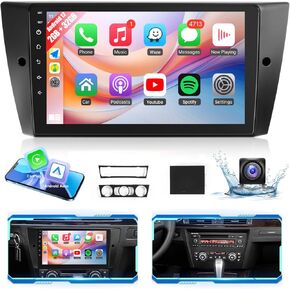 Car Stereo for BMW 3 Series 328i 335i 325i E90 E91 E92 E93 2005-2011 Radio Wireless CarPlay Android Auto, Leadfan 9-in IPS Touch Screen for BMW 328i Stereo BT/FM DSP/GPS/WiFi/SWC + CANBUS + Camera