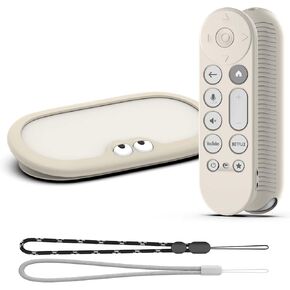[2 in 1]AGENTNANO for Google TV Streamer 4K and Remote Silicone Case Cover, Google TV Streamer and Remote Control Protective Sleeve for Google TV Streamer 4K with Lanyard|Anti Slip/Shock Proof-Apricot