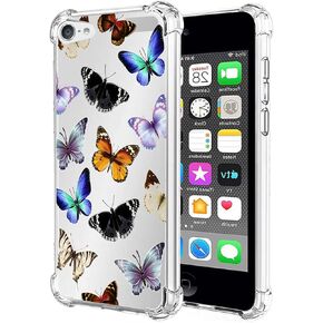 Phone Case for iPod Touch 7 / iPod Touch 6 / iPod Touch 5 Case for Girls Women, Soft Clear TPU Protective Transparent Case Cover for Apple iPod Touch 5/6/7th (Colorful Butterfly)