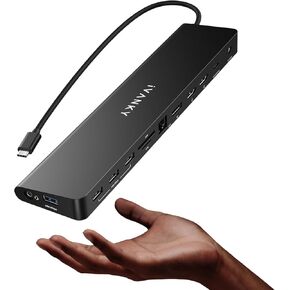 iVANKY 13-in-1 USB C Laptop Docking Station with 100W Power Adapter, Triple Display Thunderbolt 3/4 Dock, Dual 4K Monitor for Dell, HP, Lenovo, ASUS, Surface, etc, DP, 96W PD, USB 3.0, SD/TF