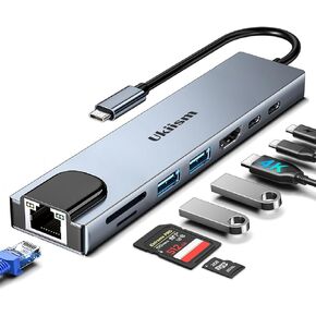USB C Hub Ethernet HDMI Adapter,5 in 1 Docking Station with 4K HDMI, RJ45 Ethernet, USB 3.0/2.0, PD 100W, USB C, LAN Dongle for MacBook Pro/Air, iPad Pro, XPS, etc