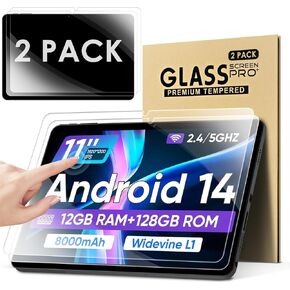 DETUOSI 2-PACK Screen Protector for ECOPAD E20 Android 14 Tablet 11 inch Ultra-Clear/Case-Friendly/Touch Sensitive/Bubble Free/Anti-Scratch Tempered Glass Mica para ‎ ECOPAD E20 11 inch Tablet
