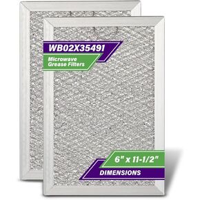 2PCS WB02X35491 مرشحات الشحوم ميكروويف متوافقة مع GE (جزء OEM) استبدال الفرن الميكروويف استبدال AP6985256 ، PS12749195 ، EAP12749195