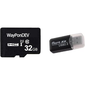 Waypondev 8GB/16GB/32GB MICRO SD CARD ، MicroSDHC UHS -I بطاقة ذاكرة فلاش مع محول - ما يصل إلى 100 ميجابايت/ثانية ، بطاقة TF عالية السرعة ، للوحات الجهاز اللوحي/الهاتف/الكاميرا/CAR CONSOLE (32GB)