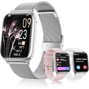 Smartwatch for Women, 1.83" Fitness Watch with Blood Pressure, Calls/Messages, Female Cycle Tracking, Heart Rate & Sleep Monitor, IP68 Waterproof for Android & iPhone (Rose Gold)