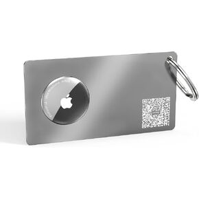 Airtag Wallet Holder, Ultra Thin Metal Card Case for Apple Airtag, Card Holder with QR Code, Credit Card Size Insert for Purse, Handbag, Backpack, Wallet, Pocket (1 Pack)