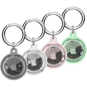 Air 4 Pack Tags Holder Case with Keychain Silicone Shockproof for Apple Air Tags GPS Tracker Item Tag Finders Air Tracker Tags Accessories Anti Lost Protective Case for Pets Package Luggage Waterproof