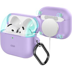 ESR for AirPods 4 Case (HaloLock), Compatible with AirPods 4th Generation Case (2024) (USB-C), Compatible with MagSafe, Full Drop Protection Cover with Carabiner, Magnetic Lid Lock, Black