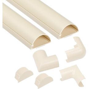 D-Line 2x Large Cable Raceway 39" Lengths & Accessory Pack - 2x 2" (W) x 1" (H) x 39" Lengths (6.56ft Total) with 5 Accessories - Beige