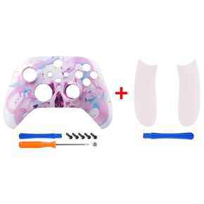 eXtremeRate Celestial Serpent's Embrace Patterned Shell + Replacement Left Right Side Rails for Xbox Series X/S Controller