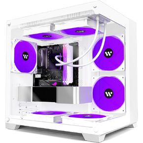 KEDIERS Micro ATX Tower PC Case 4 PWM ARGB Fans Gaming PC Mini Case with 2*Tempered Glass (White)