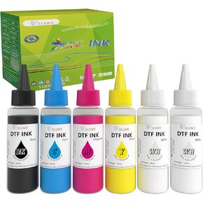 DTF Ink - 600ML Premium DTF Transfer Ink for PET Film, Refill Ink for DTF Printer Epson ET-8550 ET-8500 XP-15000 L1800 R1390 R2400 DX5 DX7, Heat Transfer Printing Direct to Film (100ml x 6, 2W+CMYK)