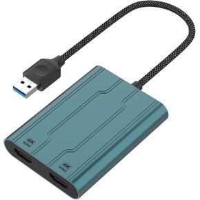 USB 3.0 to HDMI Adapter Dual 4K@60Hz (DL 6950) Adapter for Windows, MacOS, Mac M1 M2 M3 Driver Required