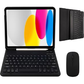 Keyboard Case with Mouse Compatible with iPad A16 11 inch 2025 (A3354/A3355/A3356), iPad 10th Generation 10.9 inch 2022 (A2696/A2757/A2777), Detachable Bluetooth US Layout Keyboard Mouse Set