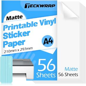 TECKWRAP Laminating Sheets Sticker Paper Laminate Sheets for Photo Paper Inkjet Printable Vinyl Squeegee Tools A4 30PCS Clear Overlay Transfer Paper, Matte Lamination Sheets, Holographic Stickers