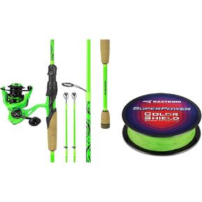 KastKing Zephyr Dual-tip Rod Spinnig Reel Combo,7ft M & MH,3000 Reel, KastKing Superpower ColorShield Braided Fishing Line, Neon Green, 20LB, 300Yards