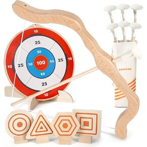 yimore Kids Bow and Arrow Set-Wooden Bow and Arrow for Kids 4-6 with 6 Arrows و 4 Warks و 1 Quiver و Cotton Cotton و Roachery Bow Toys for Children Boys & Girls Ven