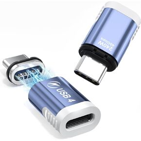 USB C Magnetic Adapter (2 Pack), 240W USB Type C Male to Female Adapter Extender Compatible with Thunderbolt 3/4, Support up to 240W Charging, 40Gbps Data Transfer and 8K@60Hz Video, Light Blue