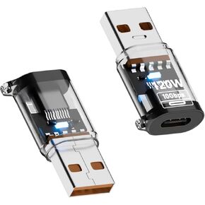 Duttek USB C Female to USB Male Adapter 10Gbps 120W USB C to USB 3.2 Adapter OTG Fast Charging for New iPhone 16 Pro Max Plus 15 14 13, iPad Air 5 Mini 6 7, AirPods Transparent-4 Pack