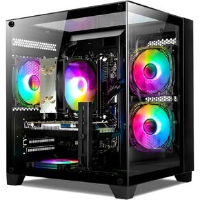 Gaming PC, Prebuilt Desktop with Intel 12th Core i5-12400F & GeForce RTX3050, 32G DDR4 RAM, 1TB NVME SSD, Tower Computer for Gaming, Home and Office (Black)