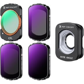 K&F Concept Magnetic ND & CPL Filter Kit + Wide Angle Lens Compatible with DJI OSMO Pocket 3, CPL ND16 ND64 ND256 Polarizing Neutral Density Filters