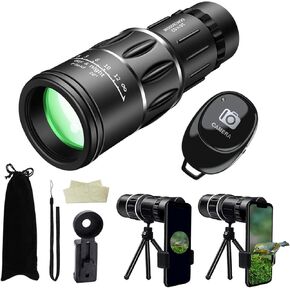 16x52 Monocular-Telescope Monoculars High Powered with Smartphone Adapter Telescope Hunting Wildlife Bird Watching Travel Camping Hiking (16x52 HD)