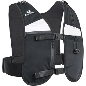 Owntop Running Hydration Vest Backpack, Women Men Adjustable Reflective Lightweight Hiking Trail Marathon Race Cycling Pack with Phone Holder 6 Pockets for 2L Water Bladder 500ml Bottle