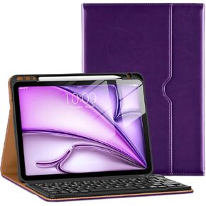 VIKESI Keyboard Case for iPad (A16,2025) 11th Generation/iPad 10th Generation Case (10.9" 2022),Premium Leather Smart Cover,Built-in Breathing Light,Function Row,Pencil Holder,Card Slots - Navy Blue
